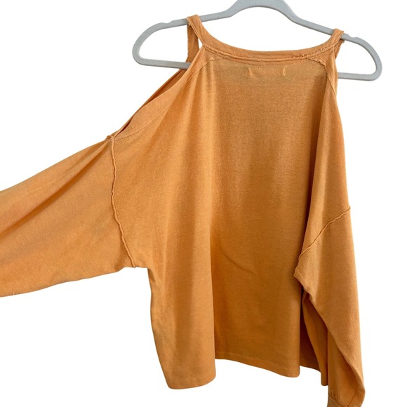 Free People We The Free Coastal Cruising Long Sleeve Tee Peach Raw Seam Small - Picture 3 of 7